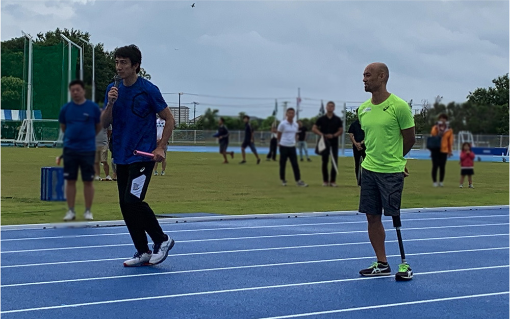 2019年6月、江戸川陸上競技場オープニングイベントに2016年リオパラリンピック男子走り幅跳び銀メダリストの山本篤さんと参加